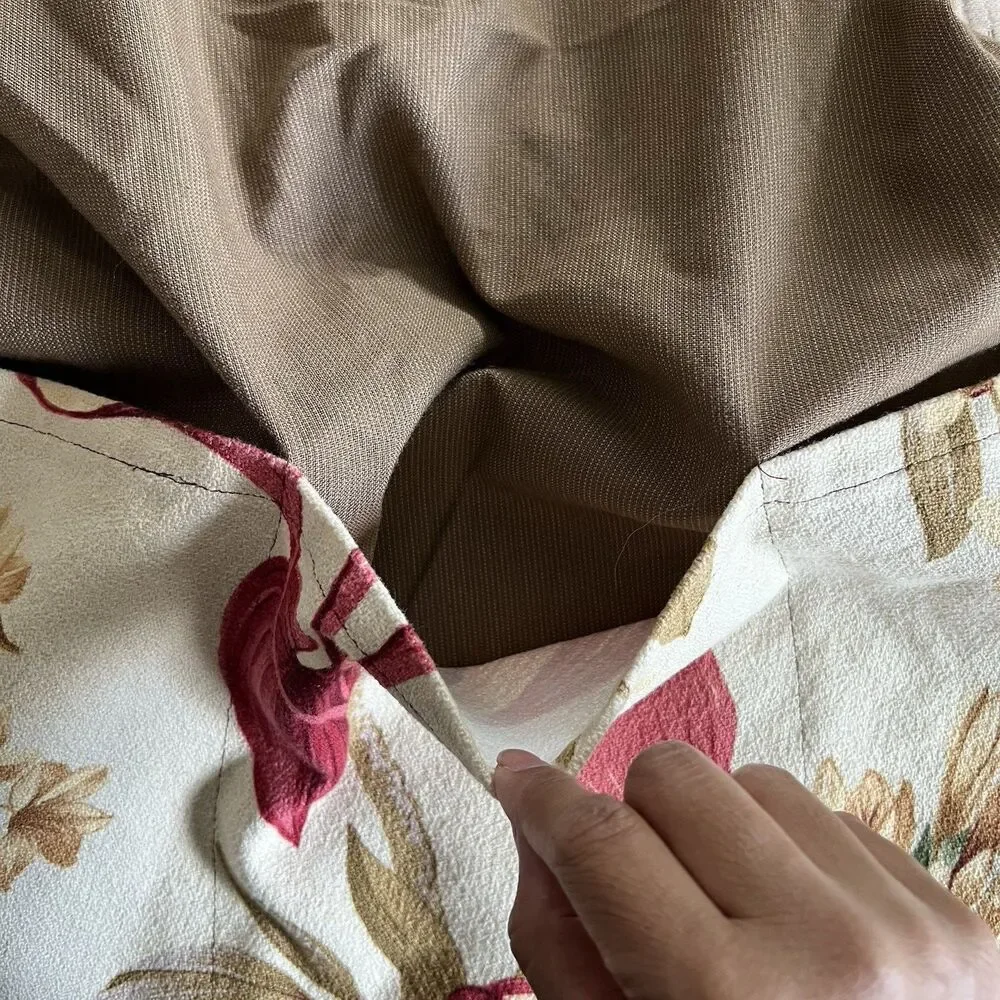 Hawaiian Hawaii Floral Print Canvas Kitchen Apron Pockets Brown Beige Aloha Cook